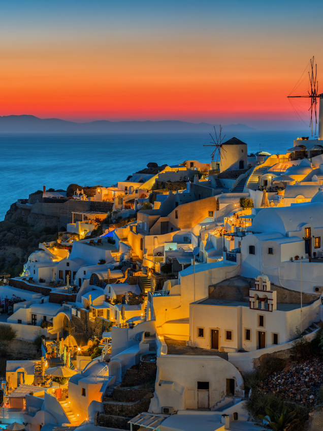 Beautifull Santorini landscape at night